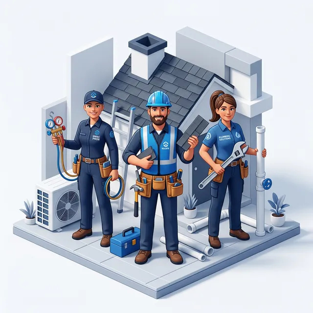 Home service professionals illustration in light mode for landscaping